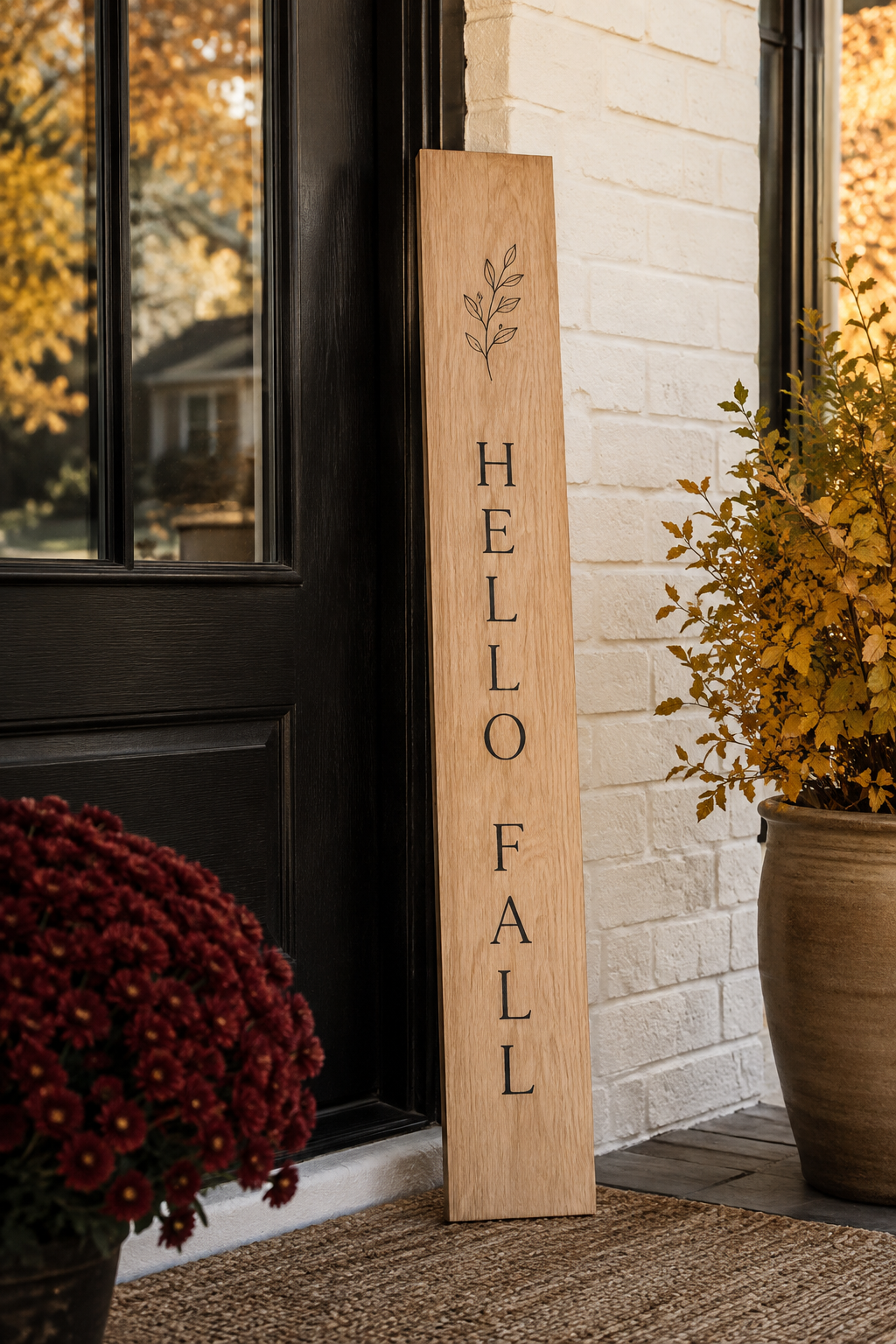 Natural and minimal wood porch sign
