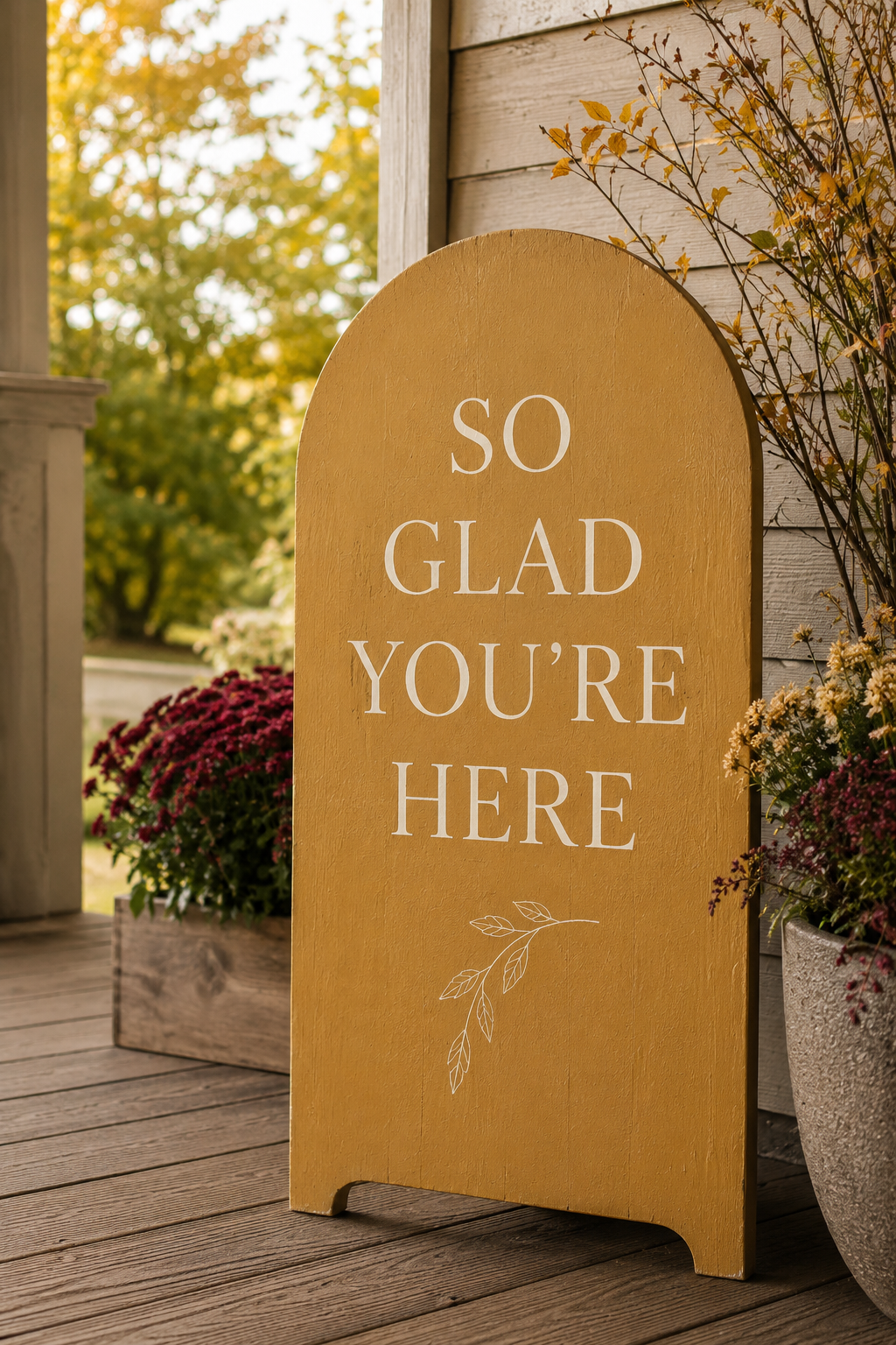 Warm and colorful porch sign